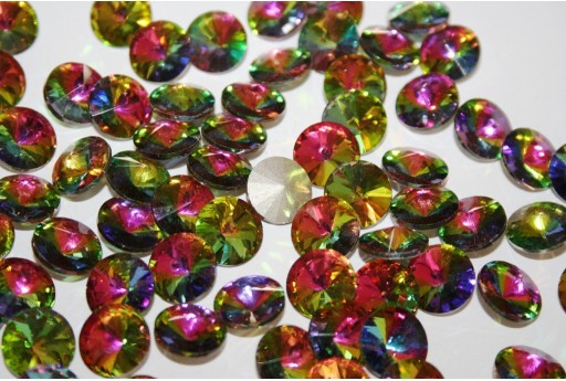 Glass Cabochon Crystal Round Multicolor 12mm - 4pz
