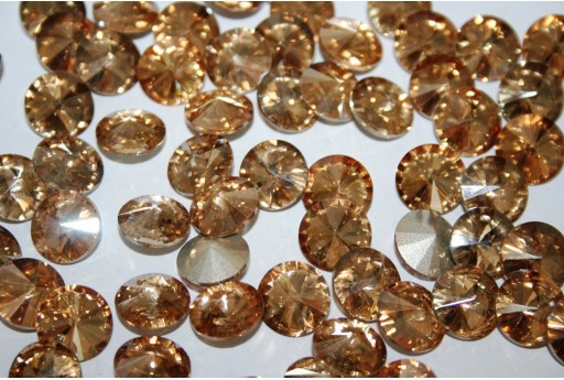Glass Cabochon Crystal Round Gold 12mm - 4pz