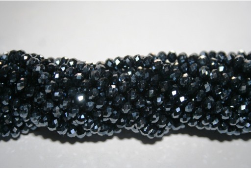 Perline Vetro Rondella Sfaccettata Black Luster 4x3mm - 132pz