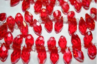 Perline Cristallo Gocce Rosse 13x6mm - 15pz