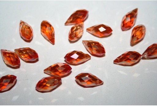 Perline Cristallo Gocce Arancio 13x6mm - 15pz