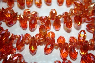 Perline Cristallo Gocce Arancio 13x6mm - 15pz