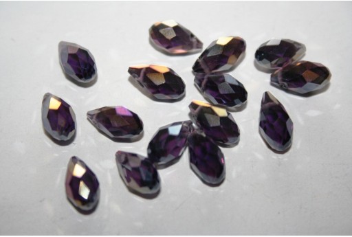 Perline Cristallo Gocce Viola 13x6mm - 15pz