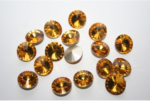 Glass Cabochon Crystal Round Topaz 12mm - 4pz