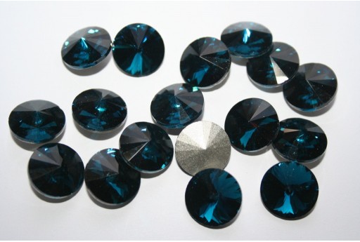 Glass Cabochon Crystal Round Petroleum Blue 14mm - 4pz