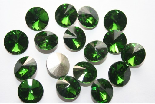 Glass Cabochon Crystal Round Green 14mm - 4pz