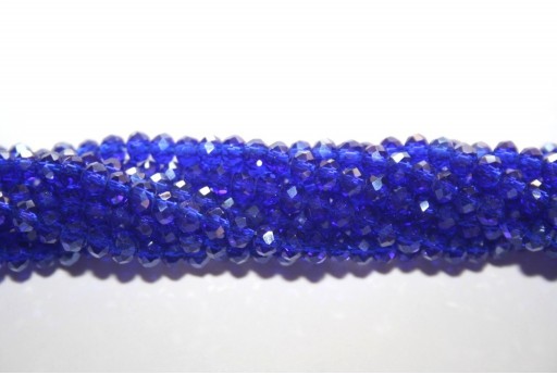 Perline Vetro Rondella Sfaccettata Blue Cobalto 4x3mm - 132pz