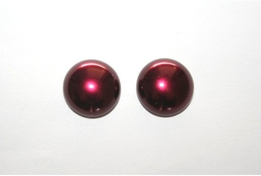 Cabochon Imitation Pearl Burgundy 14mm - 5pz