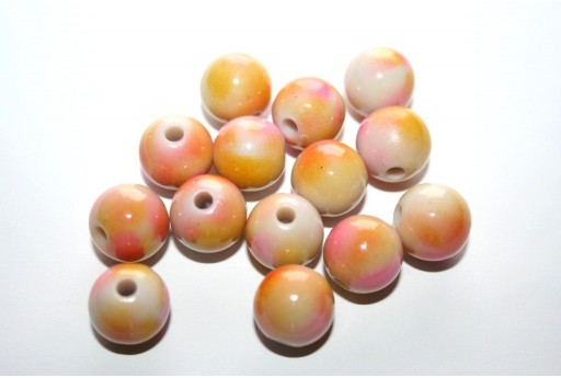 Perline Acrilico Beige Rosa Sfera 12mm - 14pz