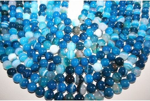 Agate Beads Veined Blue Sphere 10mm - 36pz