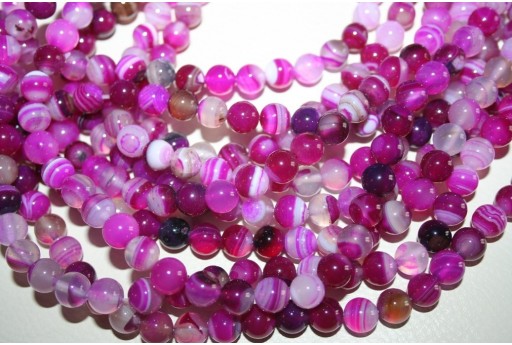 Agate Beads Veined Fuchsia Sphere 8mm - 48pcs