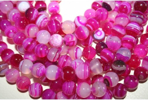 Agate Beads Veined Fuchsia Sphere 10mm - 5pcs