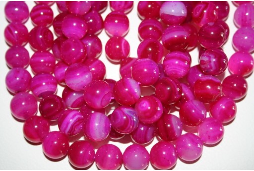 Filo 32 Pietre Agata Striata Fuchsia Sfera 12mm AG27