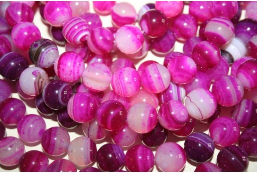 Filo 26 Pietre Agata Striata Fuchsia Sfera 14mm AG28