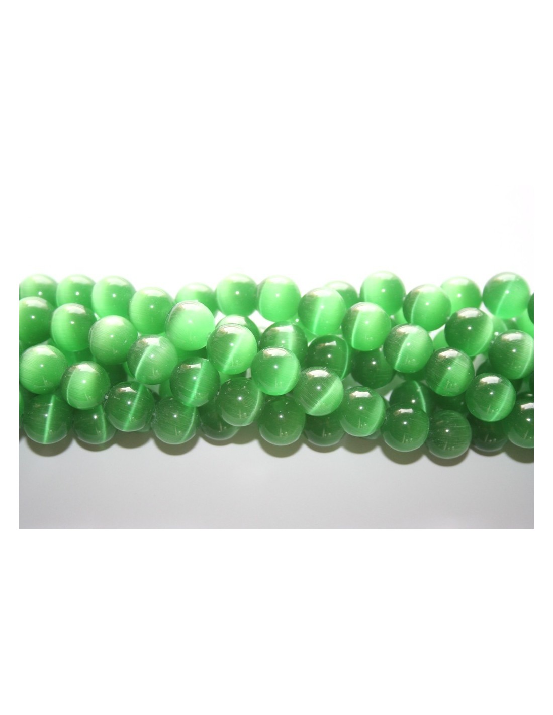 Perline Occhio Di Gatto Verde 8mm - Filo Da 38 Cm, Pietre Semi Preziose Naturali Per Gioielli Fai Da Te, JOE FOREMAN, Circa 50 Pz