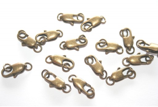 Chiusura Moschettone con Anellini Bronzo 18x6mm - 4pz