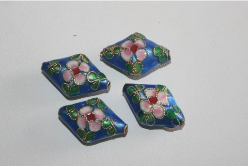 Perle Cloisonne Blue Rombo 21x13mm - 2pz