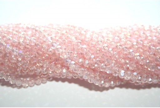 Cristallo Cinese Rondella Sfaccettata Mini Rosa Chiaro AB 2x3mm - 150pz