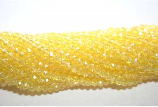 Cristallo Cinese Rondella Sfaccettata Mini Giallo Limone AB 2x3mm - 132pz