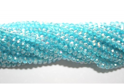 Chinese Crystal Beads Faceted Rondelle Aquamarine AB 2x3mm - 140pcs