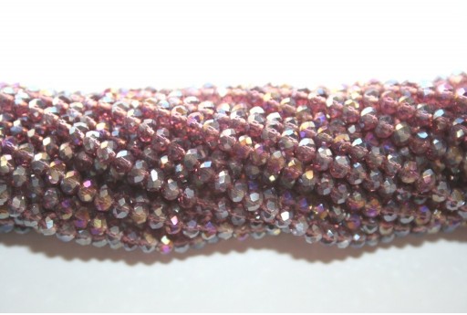Chinese Crystal Beads Faceted Rondelle Amethyst AB 2x3mm - 140pcs