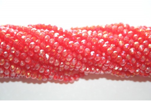 Cristallo Cinese Rondella Sfaccettata Mini Rosso Chiaro AB 2x3mm - 150pz