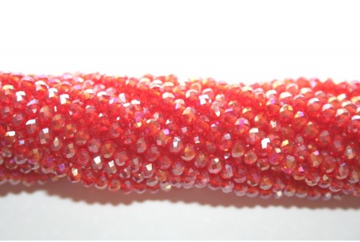 Chinese Crystal Beads Faceted Rondelle Red AB 2x3mm - 140pcs