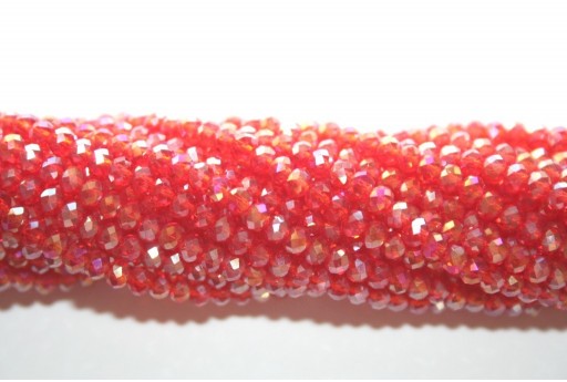 Cristallo Cinese Rondella Sfaccettata Mini Rosso AB 2x3mm - 140pz