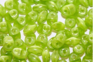 Superduo Beads Milky Dark Peridot 5x2,5mm - 10gr
