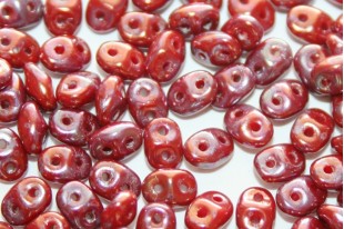 Superduo Beads Nebula Opaque Red 5x2,5mm - 10gr