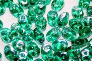 Perline Superduo Emerald AB 5x2,5mm - 10gr