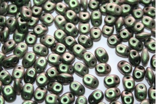 Superduo Beads Polychrome Olive Mauve 5x2,5mm - 10gr