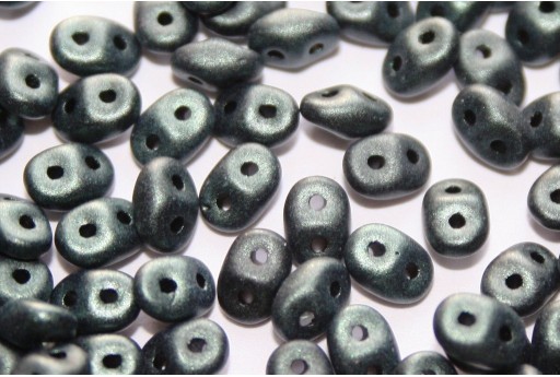 Perline Superduo Metallic Suede Dark Green Pastel Rainbow 5x2,5mm - 10g 2