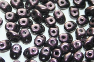 Superduo Beads Metallic Suede Dark Plum 5x2,5mm - 10gr