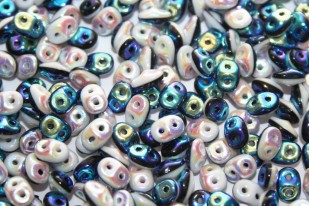 Superduo Beads Duets Black/White Full AB 5x2,5mm - 10gr