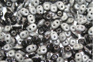 Superduo Beads Duets Black/Grey Luster  5x2,5mm - 10gr