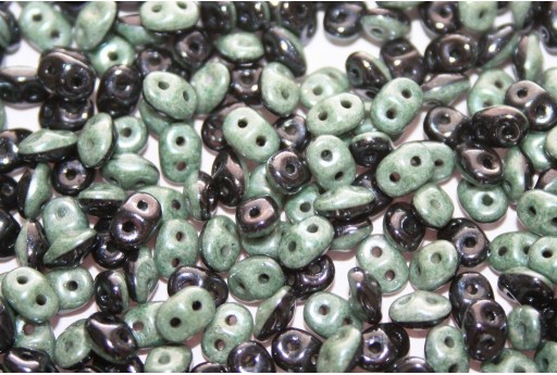 Perline Superduo Duets Black/Green Luster 5x2,5mm - 10gr