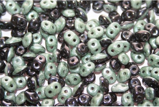 Superduo Beads Duets Black/Green Luster  5x2,5mm - 10gr