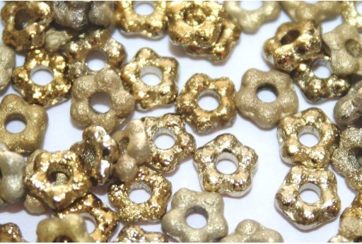 Flower Beads Etched Amber Full 5mm - 50pcs 2