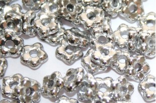 Flower Beads Silver 5mm - 50pcs