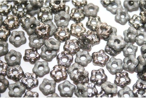 Flower Beads Etched Full Chrome 5mm - 50pcs