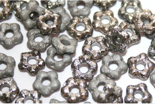Perline Flower Etched Full Chrome 5mm - 50pz 2