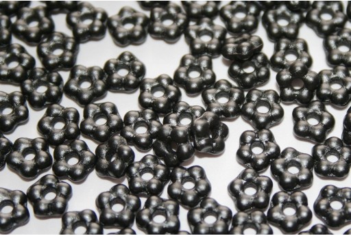 Flower Beads Alabaster Pastel Black 5mm - 50pcs 2