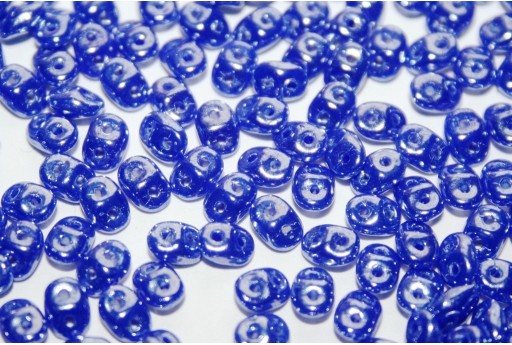 Superduo Beads Hematite-Opaque Blue 5x2,5mm - 10gr