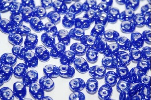 Superduo Beads Hematite-Opaque Blue 5x2,5mm - 10gr