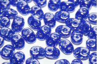 Superduo Beads Hematite-Opaque Blue 5x2,5mm - 10gr