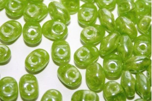 Perline Superduo Luster Milky Dk Peridot 5x2,5mm - 10gr