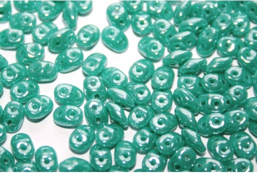 Superduo Beads Hematite-Turquoise Green 5x2,5mm - 10gr