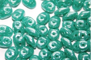 Perline Superduo Hematite-Turquoise Green 5x2,5mm - 10gr