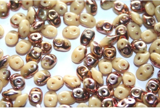 Superduo Beads Opaque Ivory Capri Gold 5x2,5mm - 10gr